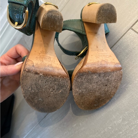 Chloe Dark Green leather wooden Heel size 35 1/2 - Picture 6 of 6